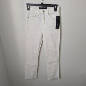 NWT Veronica Beard White Raw Hem "Carly Kick Flare High Rise" Jeans, 26/2